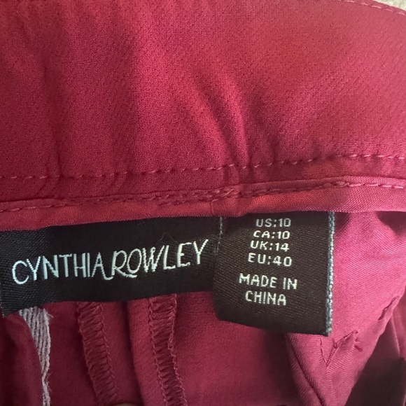 Cynthia Rowley Red Straight Leg Pants Tailored Fit - Picture 5 of 5